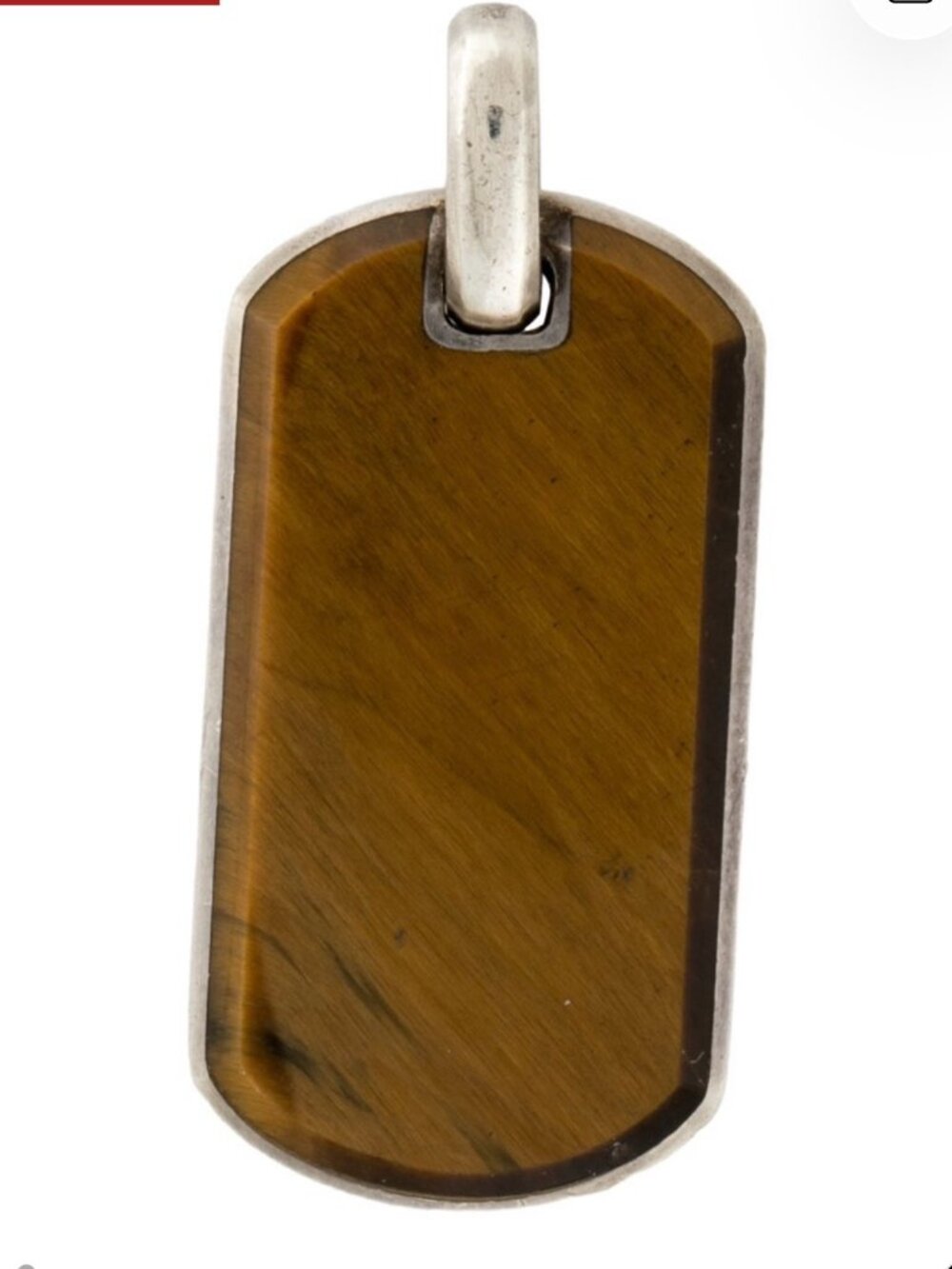 DAVID YURMAN STERLING SILVER 925 TIGER'S EYE QUARTZ CHEVRON DOG TAG PENDANT